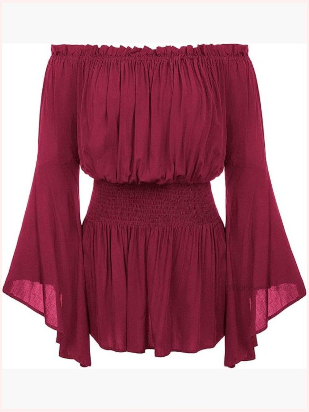 Plus Size Off Shoulder Renaissance Blouse Trumpet Sleeve Peasant Top